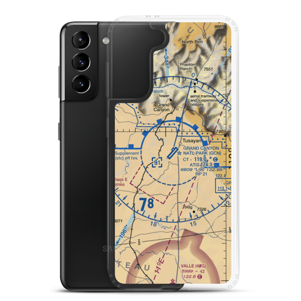 Grand Canyon National Park Airport (GCN) VFR Sectional Samsung Case Samsung Galaxy S21 Plus model shown