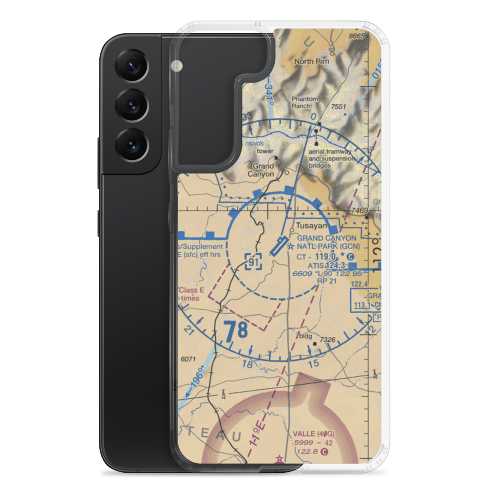 Grand Canyon National Park Airport (GCN) VFR Sectional Samsung Case Samsung Galaxy S22 Plus model shown