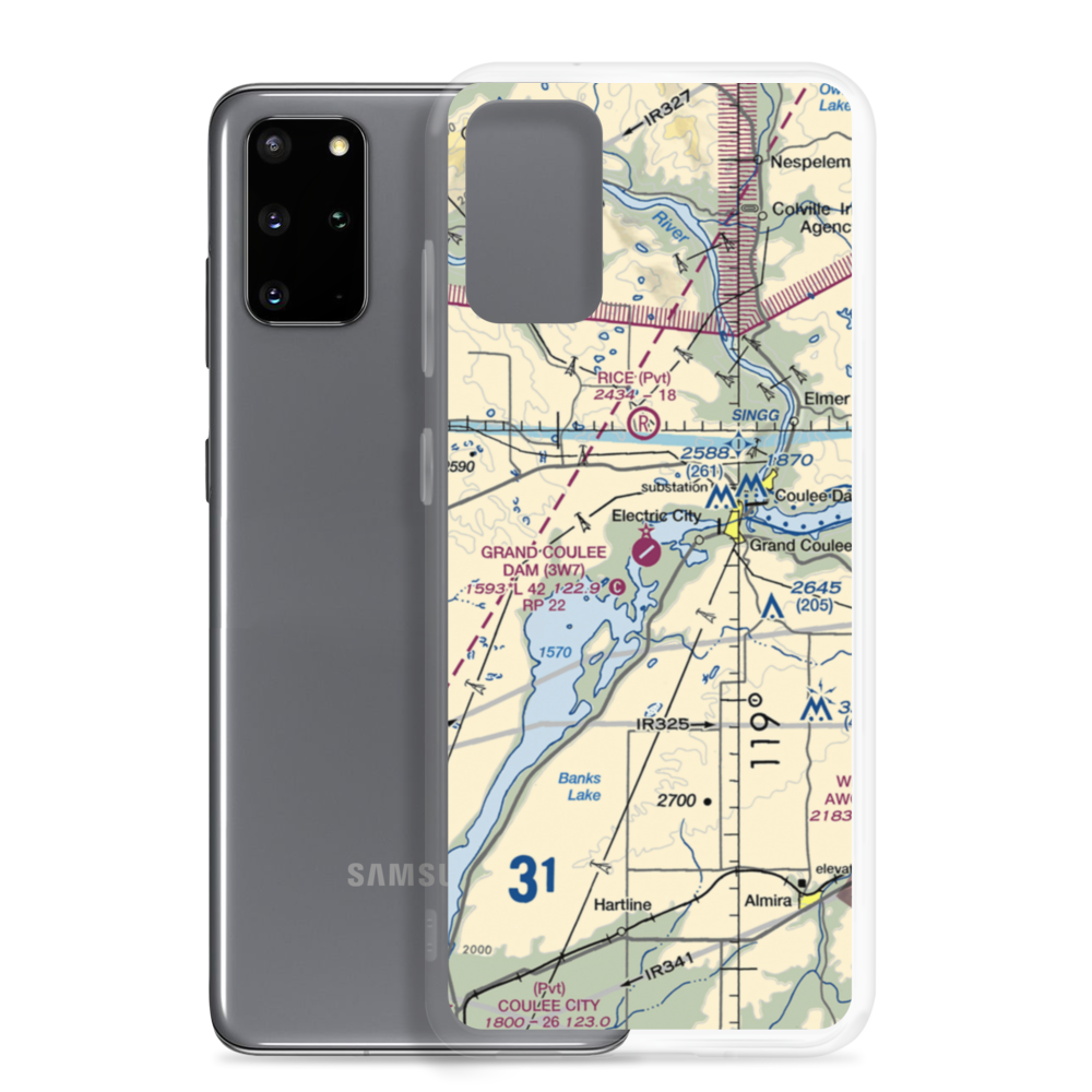 Grand Coulee Dam Airport (3W7) VFR Sectional Samsung Case Samsung Galaxy S20 Plus model shown