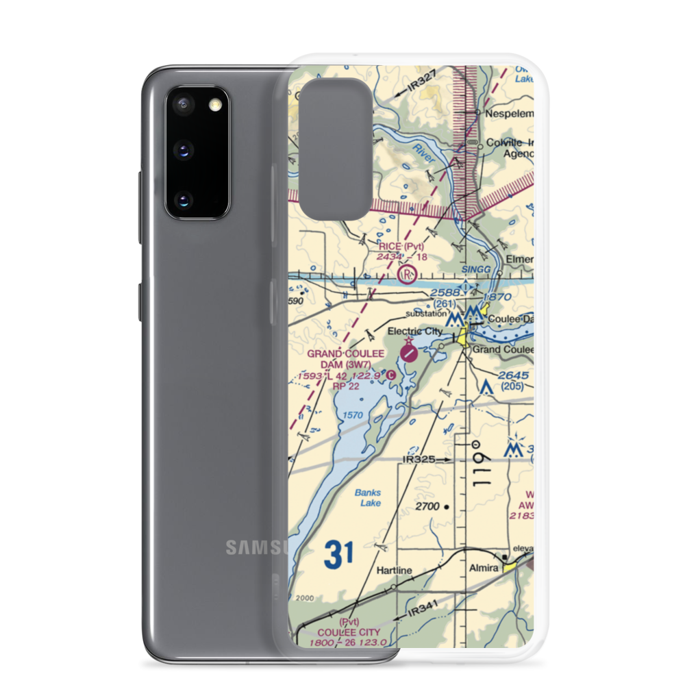 Grand Coulee Dam Airport (3W7) VFR Sectional Samsung Case Samsung Galaxy S20 model shown