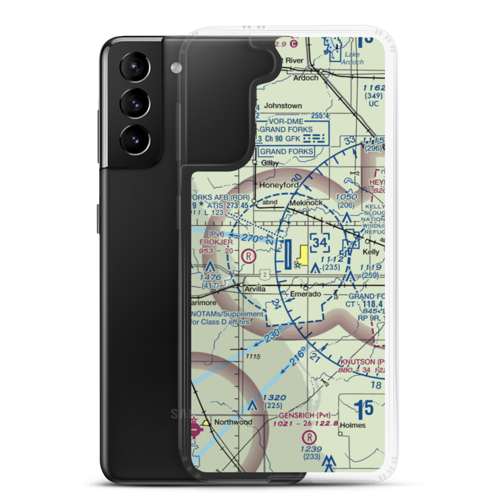 Grand Forks Air Force Base (RDR) VFR Sectional Samsung Case Samsung Galaxy S21 Plus model shown