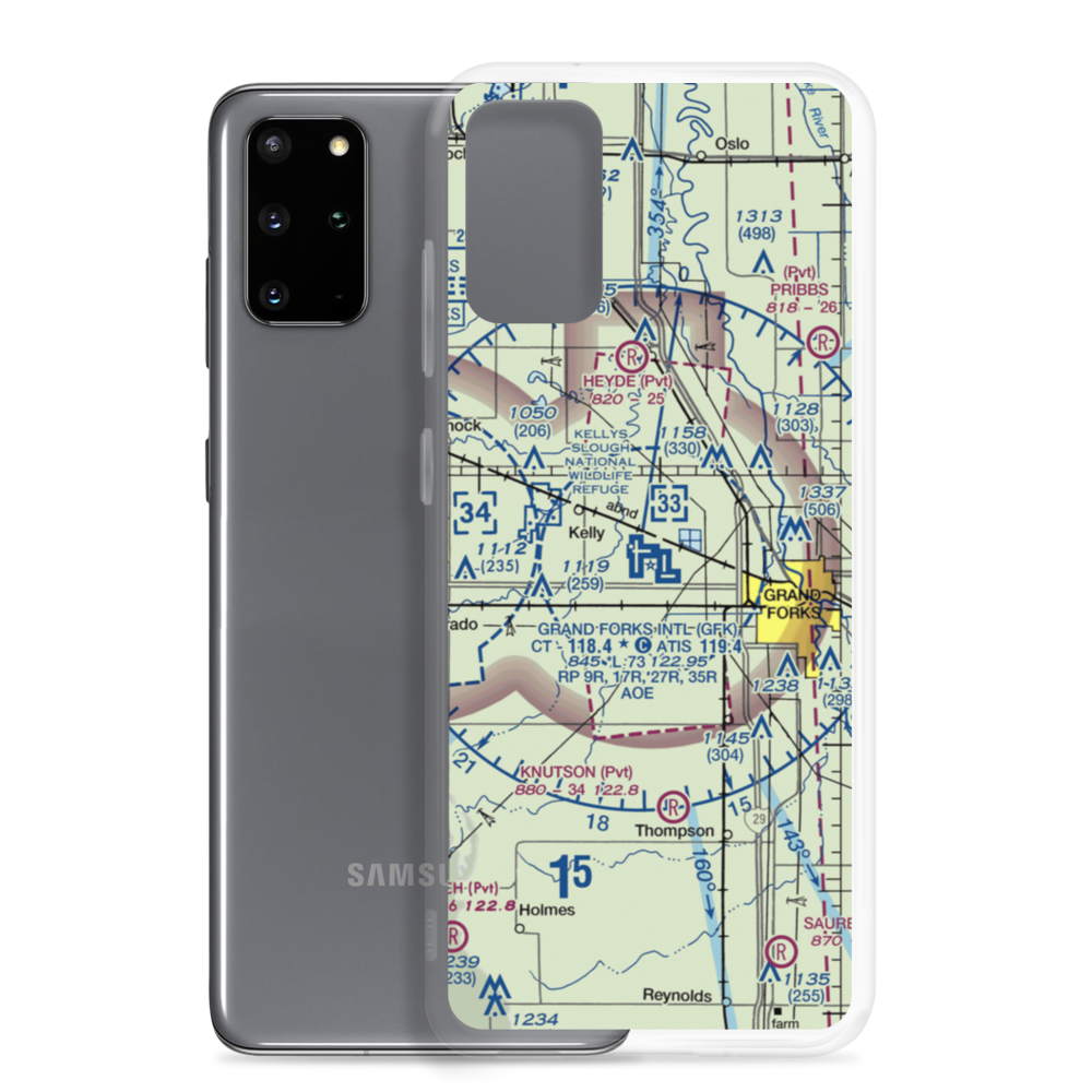 Grand Forks International Airport (GFK) VFR Sectional Samsung Case Samsung Galaxy S20 Plus model shown