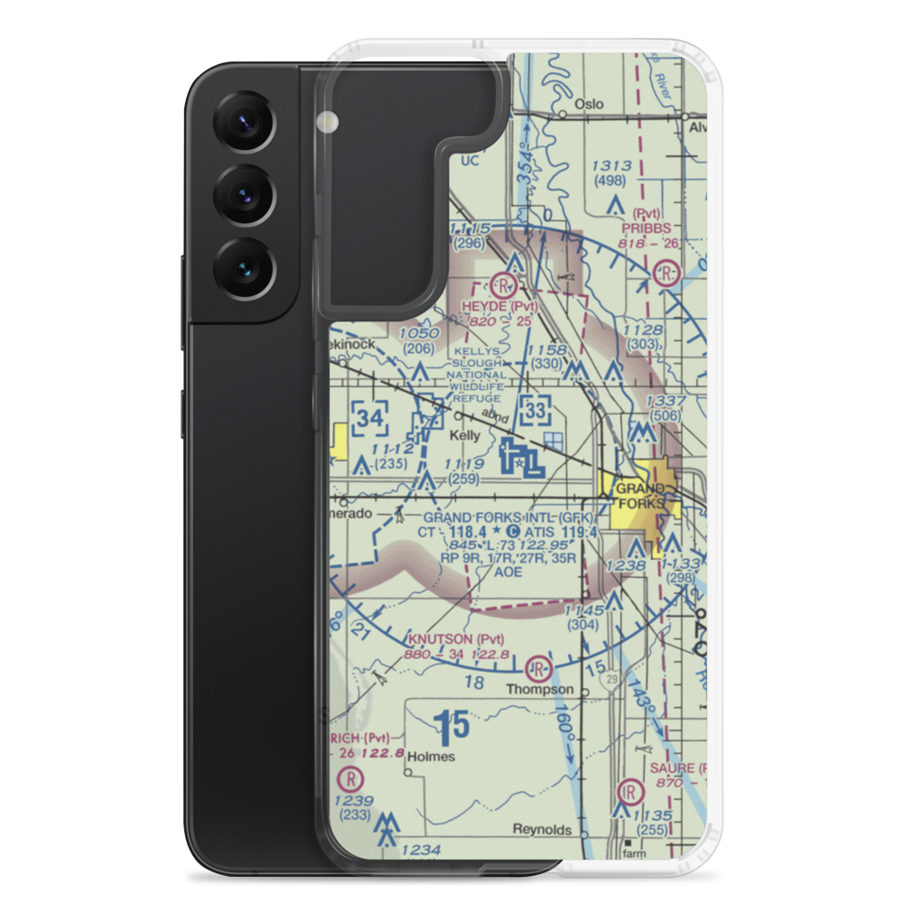 Grand Forks International Airport (GFK) VFR Sectional Samsung Case Samsung Galaxy S22 Plus model shown