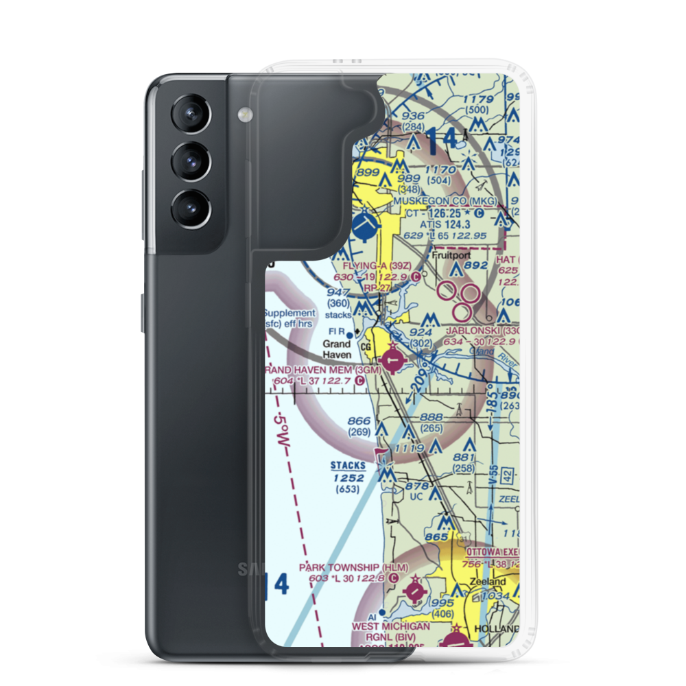 Grand Haven Memorial Airpark (3GM) VFR Sectional Samsung Case Samsung Galaxy S21 model shown