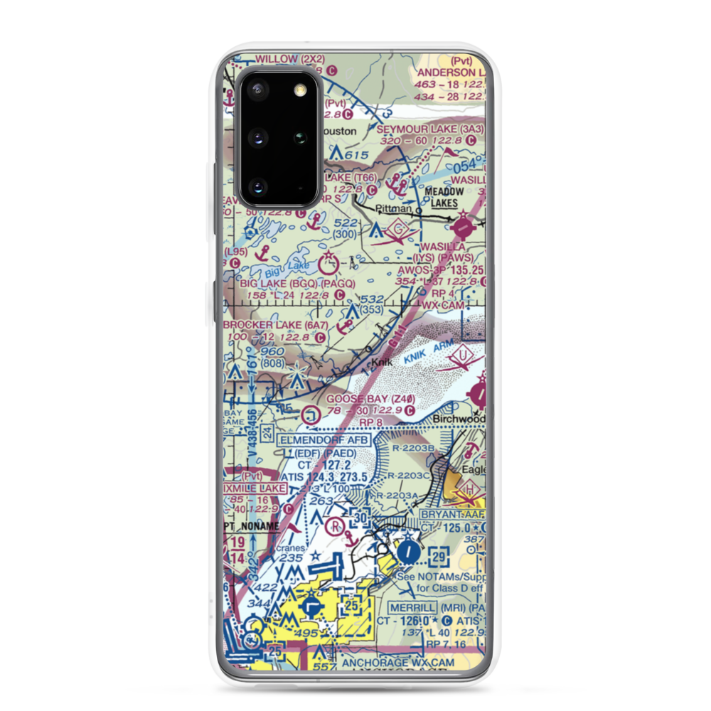 Grand Home Airport (AK99) VFR Sectional Samsung Case Samsung Galaxy S20 Plus model shown