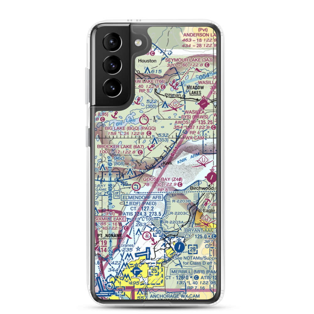 Grand Home Airport (AK99) VFR Sectional Samsung Case Samsung Galaxy S21 Plus model shown