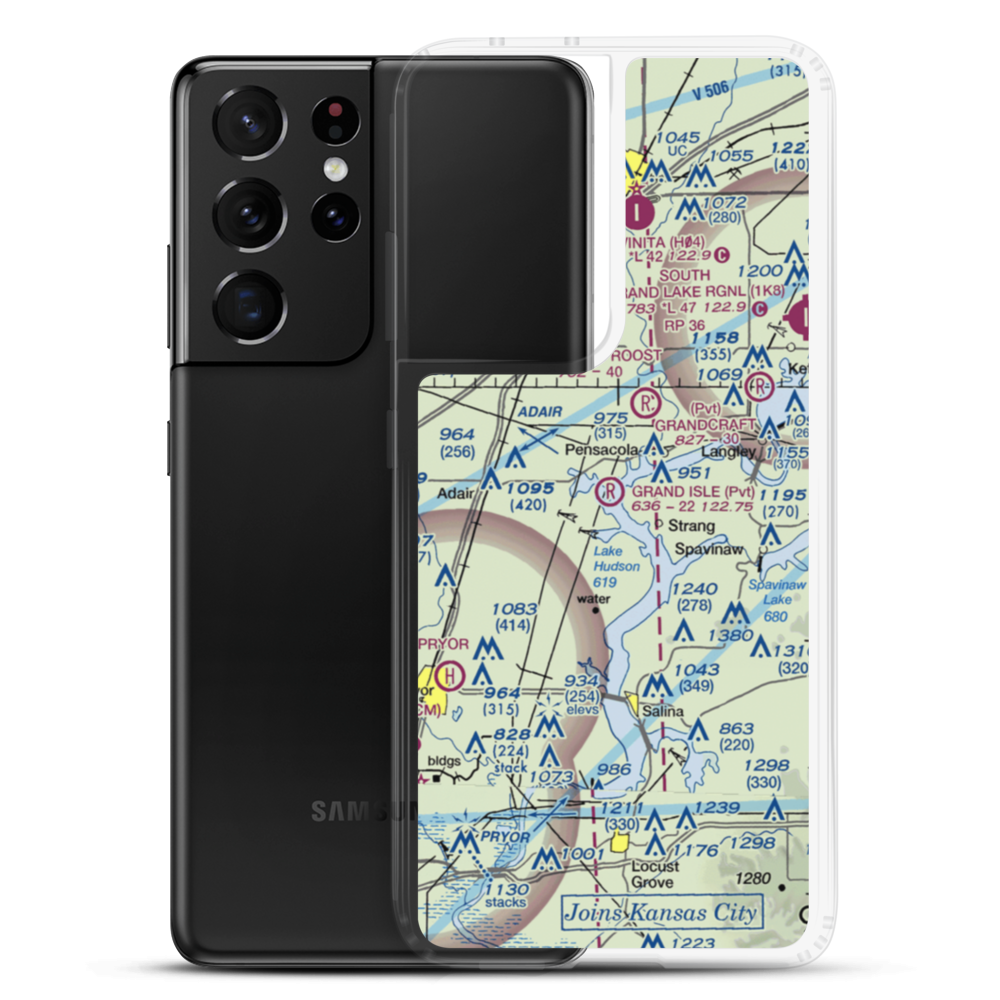 Grand Isle Airport (OK18) VFR Sectional Samsung Case Samsung Galaxy S21 Ultra model shown