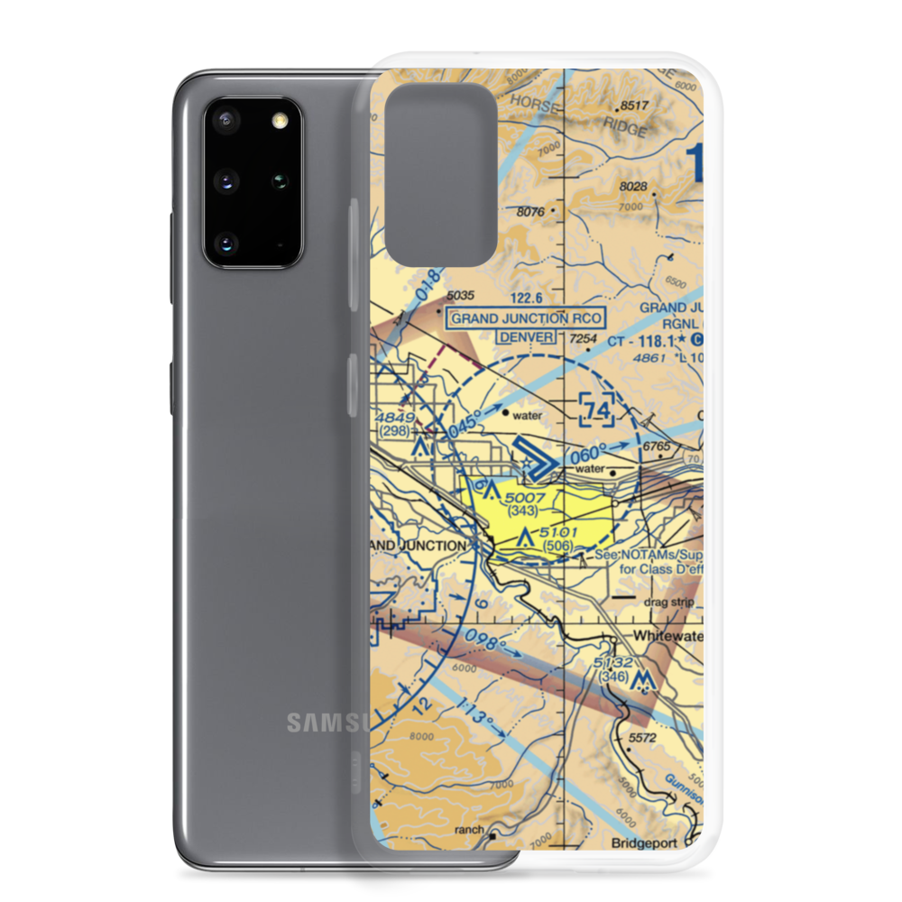 Grand Junction Regional Airport (GJT) VFR Sectional Samsung Case Samsung Galaxy S20 Plus model shown