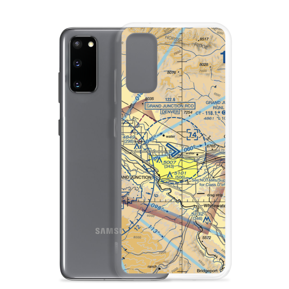 Grand Junction Regional Airport (GJT) VFR Sectional Samsung Case Samsung Galaxy S20 model shown