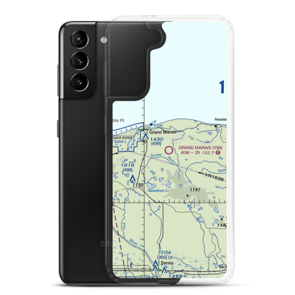 Grand Marais Airport (Y98) VFR Sectional Samsung Case Samsung Galaxy S21 Plus model shown