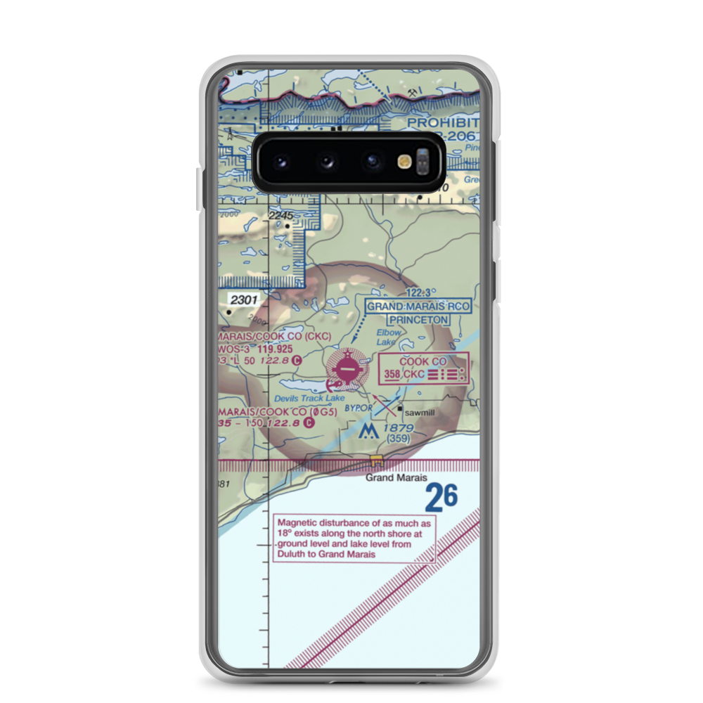 Grand Marais Cook County Airport (CKC) VFR Sectional Samsung Case Samsung Galaxy S10 model shown