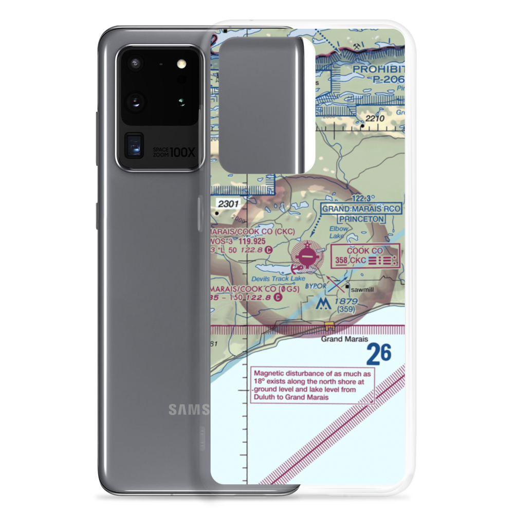 Grand Marais Cook County Airport (CKC) VFR Sectional Samsung Case Samsung Galaxy S20 Ultra model shown
