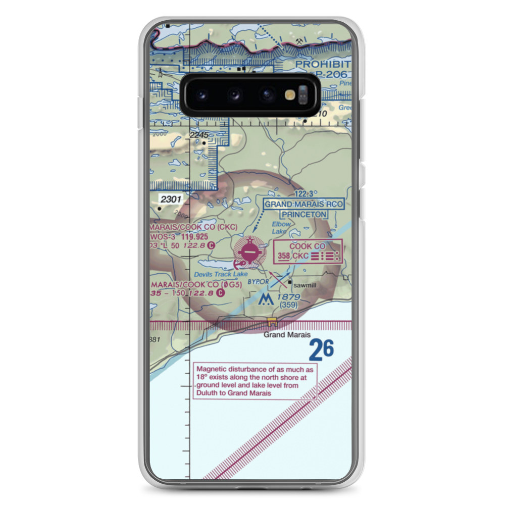 Grand Marais Cook County Airport (CKC) VFR Sectional Samsung Case Samsung Galaxy S10+ model shown