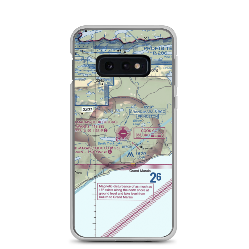 Grand Marais Cook County Airport (CKC) VFR Sectional Samsung Case Samsung Galaxy S10e model shown