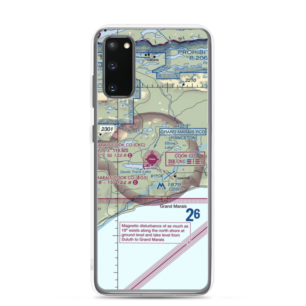 Grand Marais Cook County Airport (CKC) VFR Sectional Samsung Case Samsung Galaxy S20 model shown