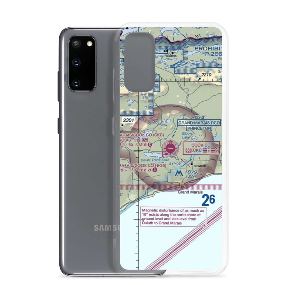 Grand Marais Cook County Airport (CKC) VFR Sectional Samsung Case Samsung Galaxy S20 model shown