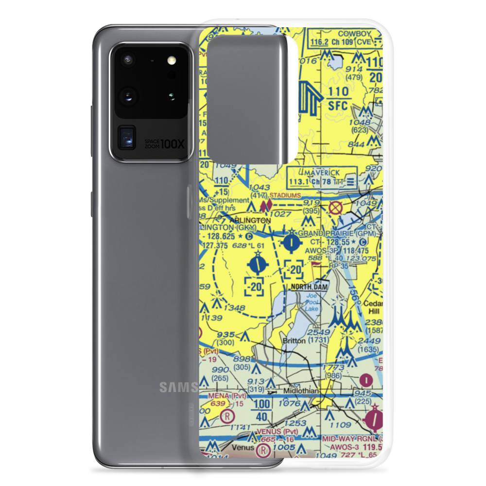 Grand Prairie Municipal Airport (GPM) VFR Sectional Samsung Case Samsung Galaxy S20 Ultra model shown
