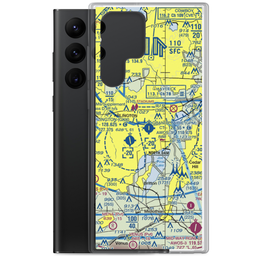 Grand Prairie Municipal Airport (GPM) VFR Sectional Samsung Case Samsung Galaxy S22 Ultra model shown
