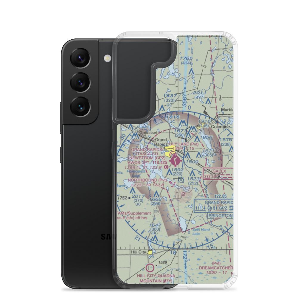 Grand Rapids Itasca Co-Gordon Newstrom field (GPZ) VFR Sectional Samsung Case Samsung Galaxy S22 model shown
