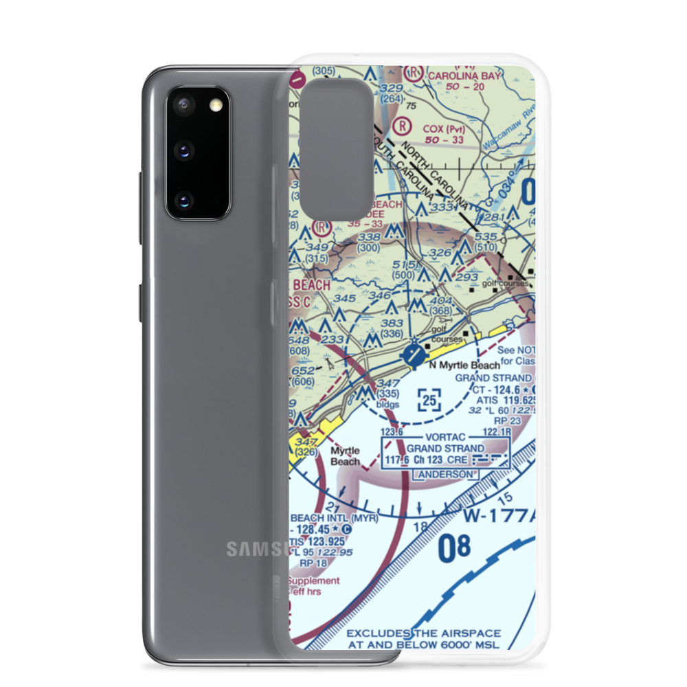 Grand Strand Airport (CRE) VFR Sectional Samsung Case Samsung Galaxy S20 model shown