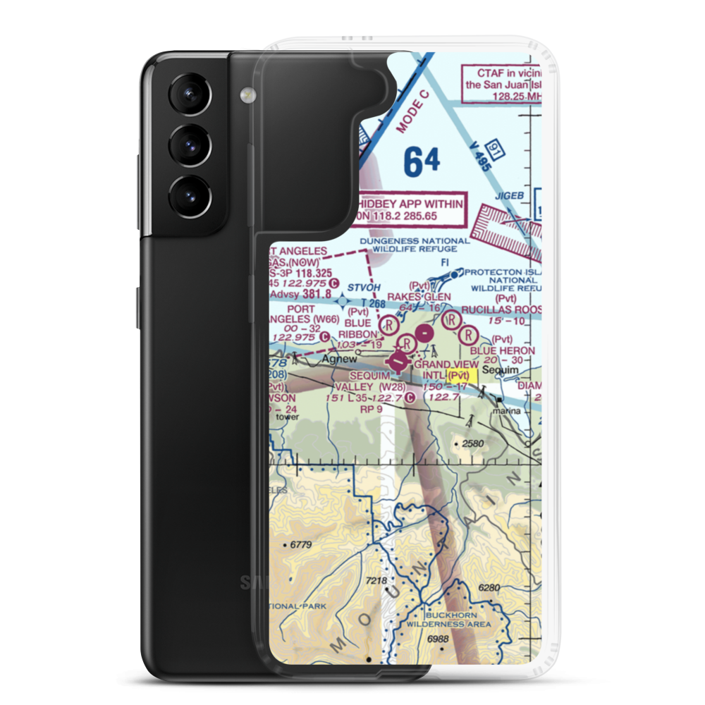Grand View International Airport (WN23) VFR Sectional Samsung Case Samsung Galaxy S21 Plus model shown