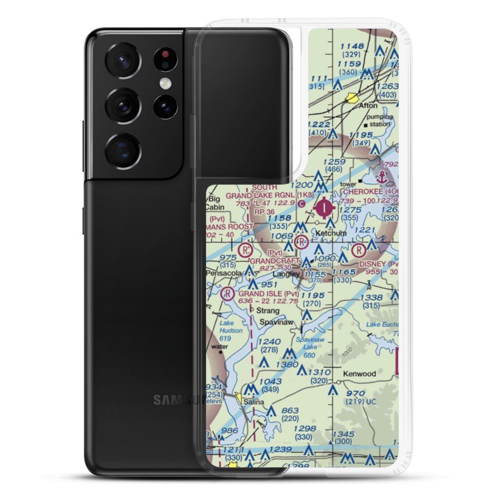 Grandcraft Landing Strip (OK30) VFR Sectional Samsung Case Samsung Galaxy S21 Ultra model shown