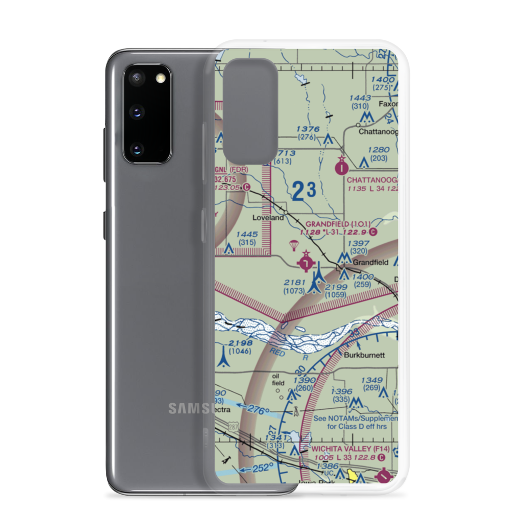 Grandfield Municipal Airport (1O1) VFR Sectional Samsung Case Samsung Galaxy S20 model shown
