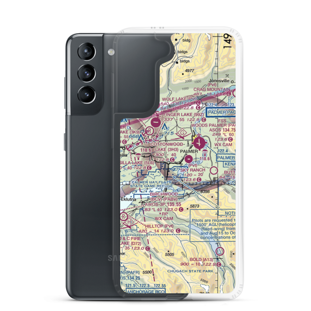 Grandview Subdivision Airport (5AK9) VFR Sectional Samsung Case Samsung Galaxy S21 model shown