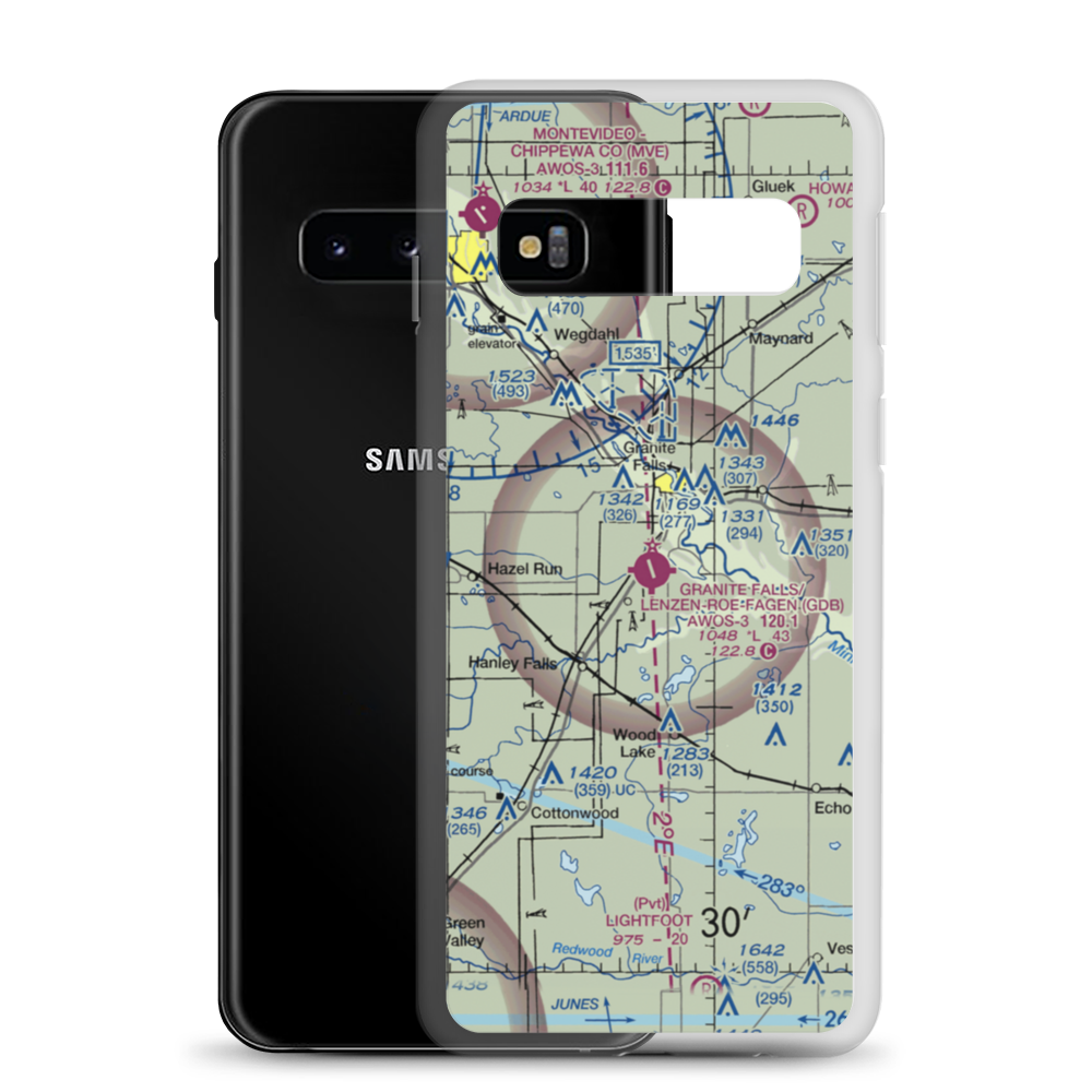 Granite Falls Municipal-Lenzen-Roe Memorial Field (GDB) VFR Sectional Samsung Case Samsung Galaxy S10 model shown
