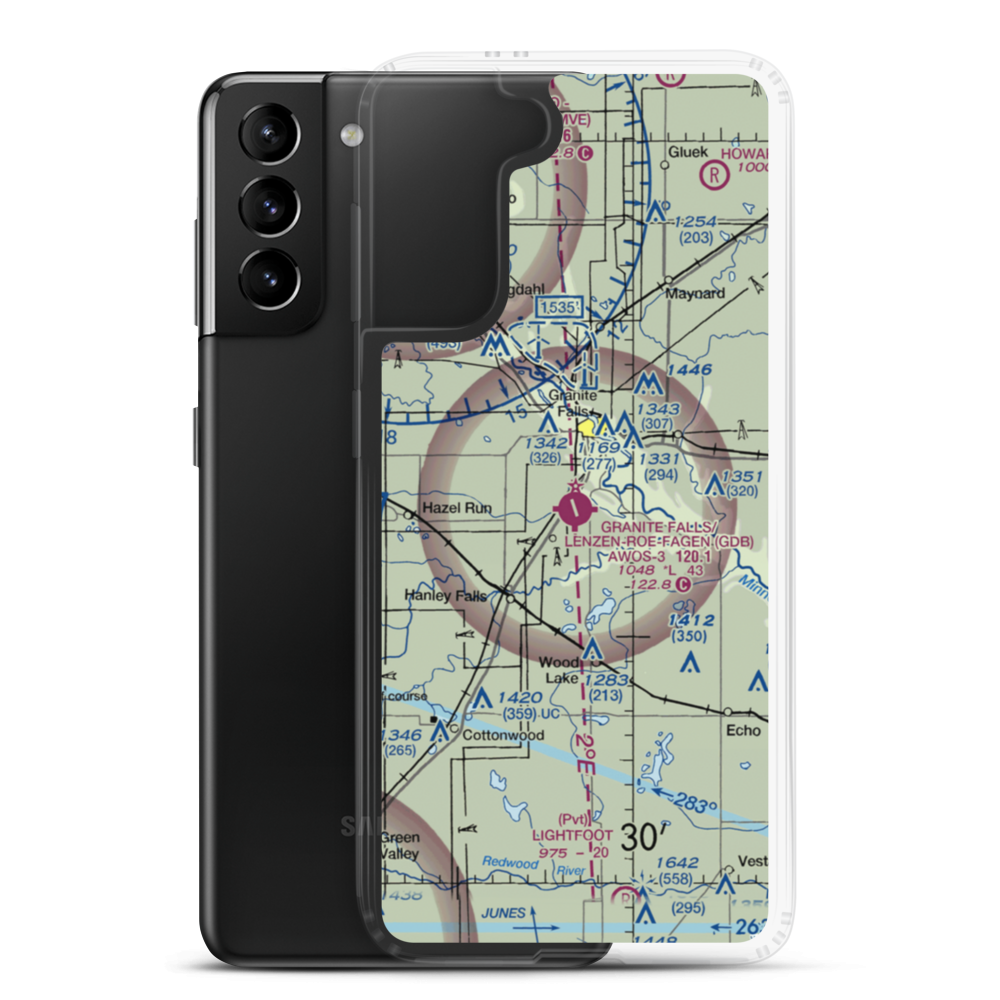 Granite Falls Municipal-Lenzen-Roe Memorial Field (GDB) VFR Sectional Samsung Case Samsung Galaxy S21 Plus model shown