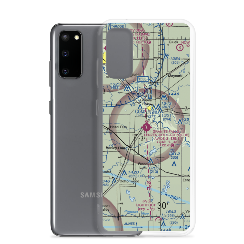 Granite Falls Municipal-Lenzen-Roe Memorial Field (GDB) VFR Sectional Samsung Case Samsung Galaxy S20 model shown