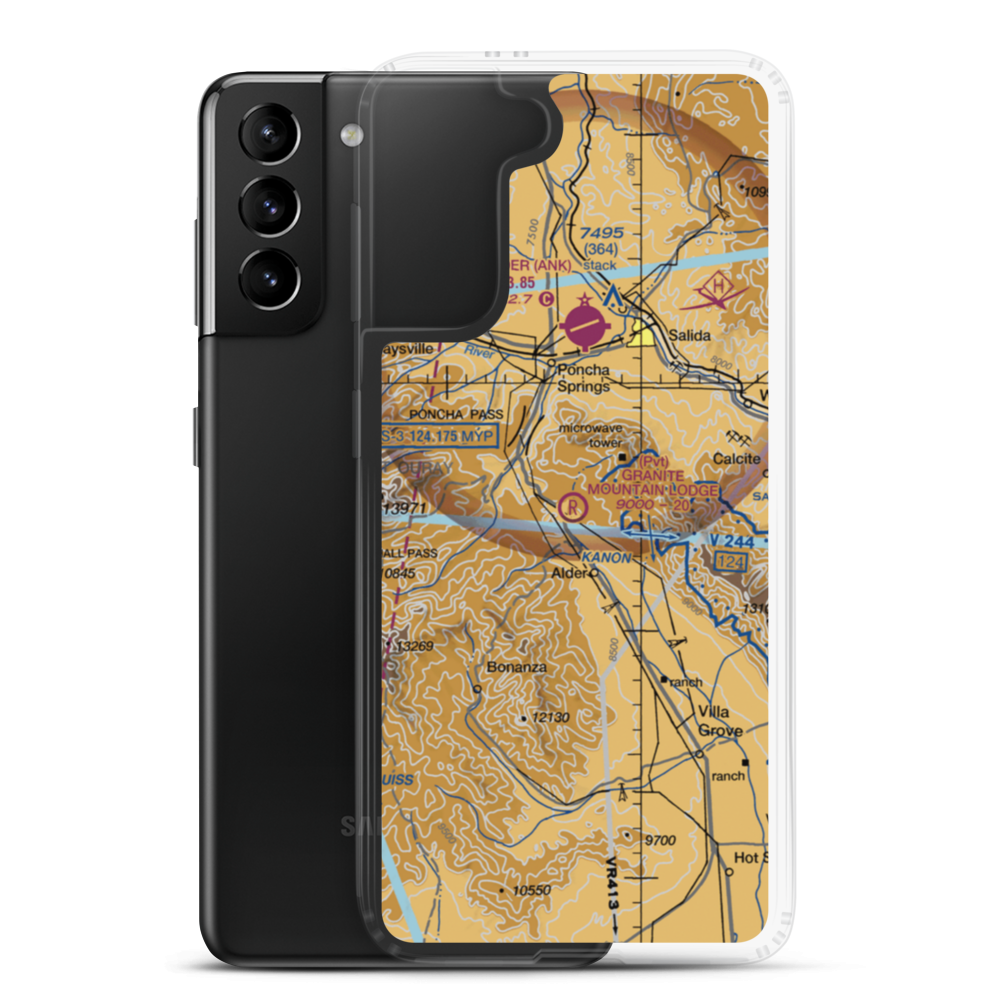 Granite Mountain Lodge Airport (CO11) VFR Sectional Samsung Case Samsung Galaxy S21 Plus model shown
