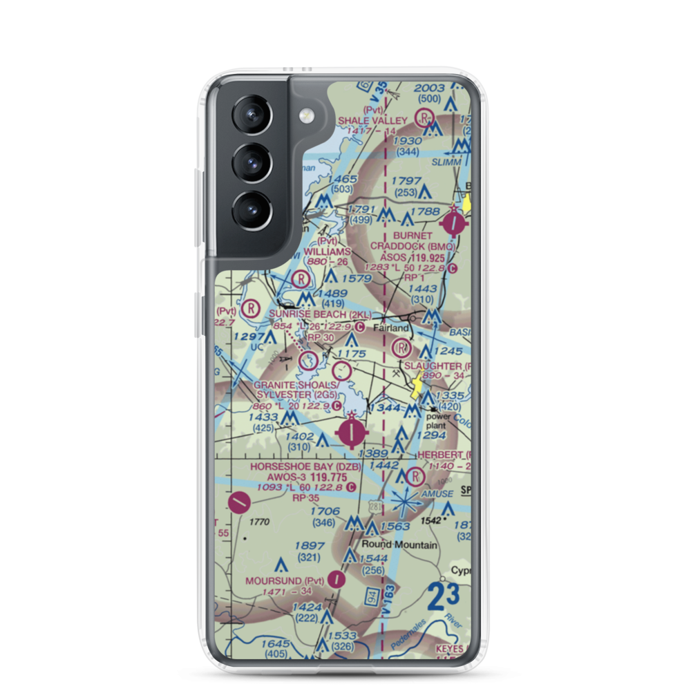 Granite Shoals/ Bob Sylvester Airpark (2G5) VFR Sectional Samsung Case Samsung Galaxy S21 model shown