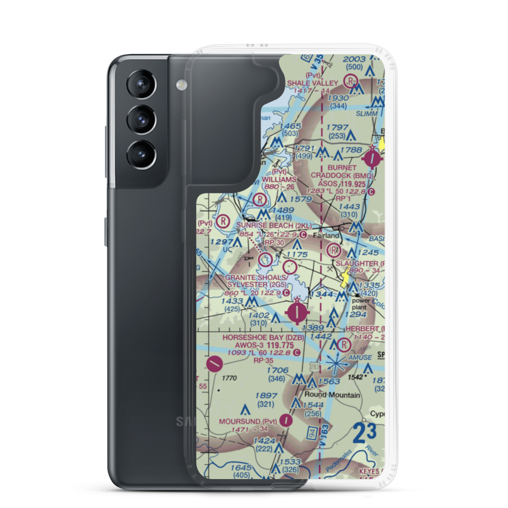 Granite Shoals/ Bob Sylvester Airpark (2G5) VFR Sectional Samsung Case Samsung Galaxy S21 model shown