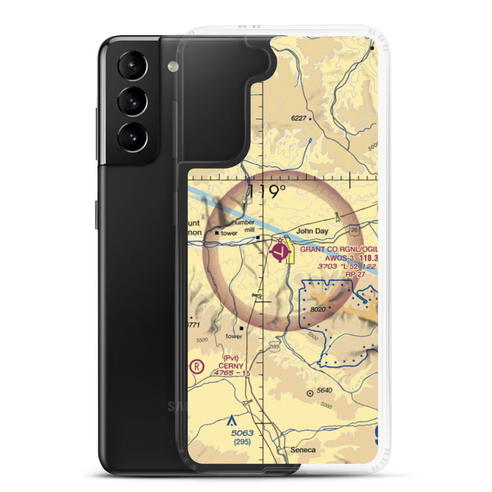 Grant Co Regional/Ogilvie Field (GCD) VFR Sectional Samsung Case Samsung Galaxy S21 Plus model shown