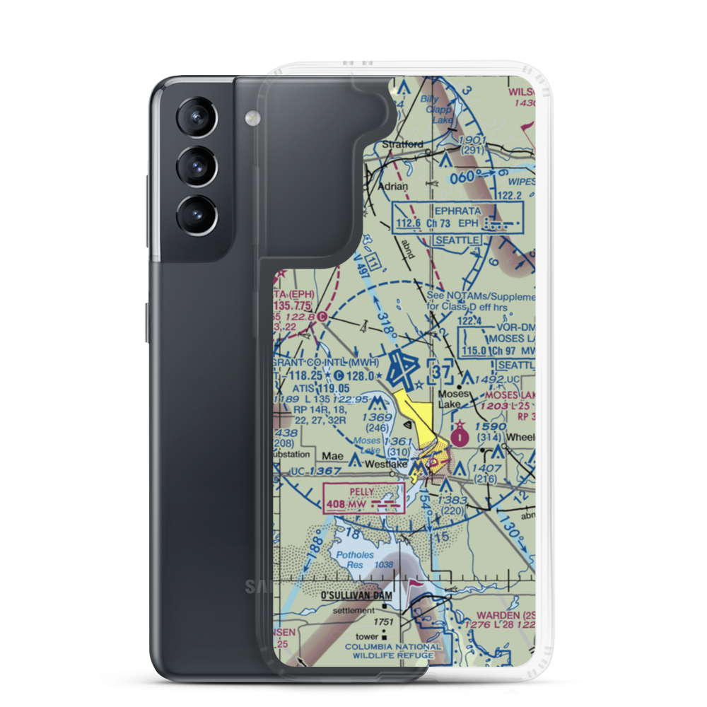 Grant County International Airport (MWH) VFR Sectional Samsung Case Samsung Galaxy S21 model shown