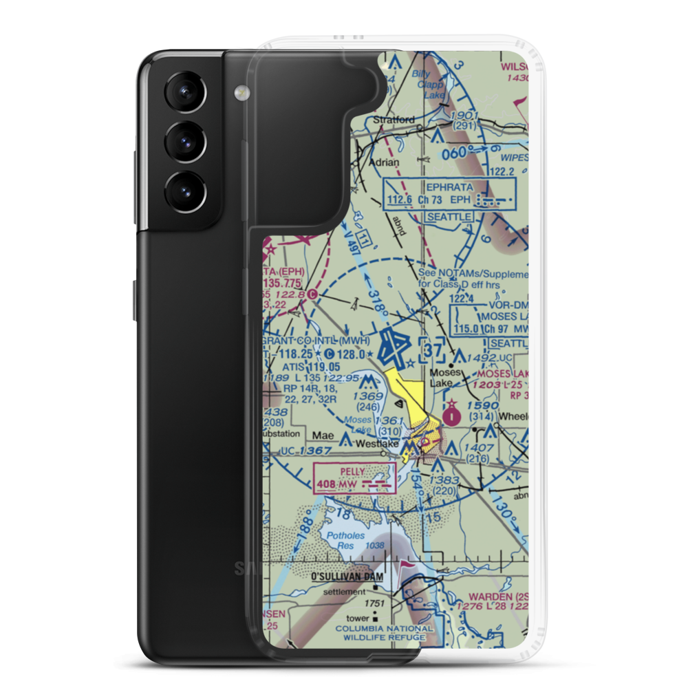 Grant County International Airport (MWH) VFR Sectional Samsung Case Samsung Galaxy S21 Plus model shown