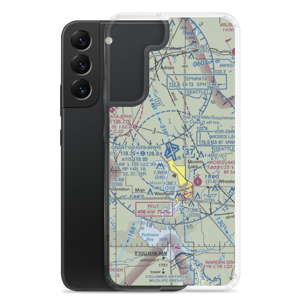 Grant County International Airport (MWH) VFR Sectional Samsung Case Samsung Galaxy S22 Plus model shown
