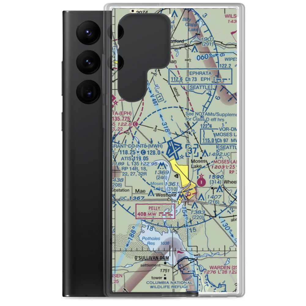Grant County International Airport (MWH) VFR Sectional Samsung Case Samsung Galaxy S22 Ultra model shown