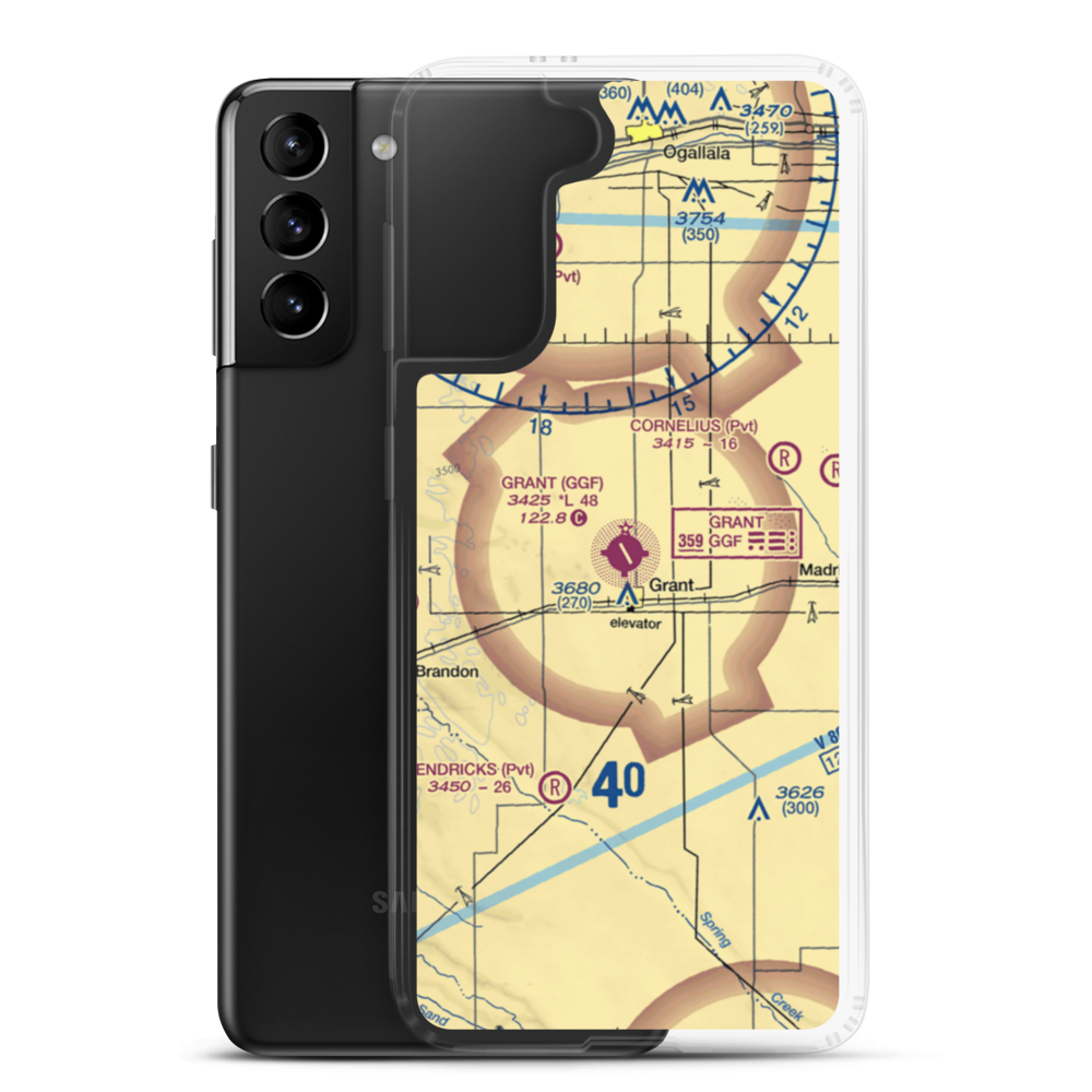 Grant Municipal Airport (GGF) VFR Sectional Samsung Case Samsung Galaxy S21 Plus model shown