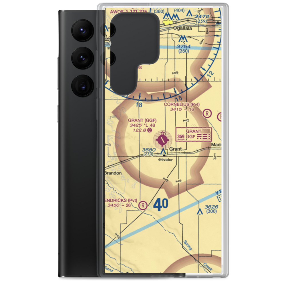 Grant Municipal Airport (GGF) VFR Sectional Samsung Case Samsung Galaxy S22 Ultra model shown