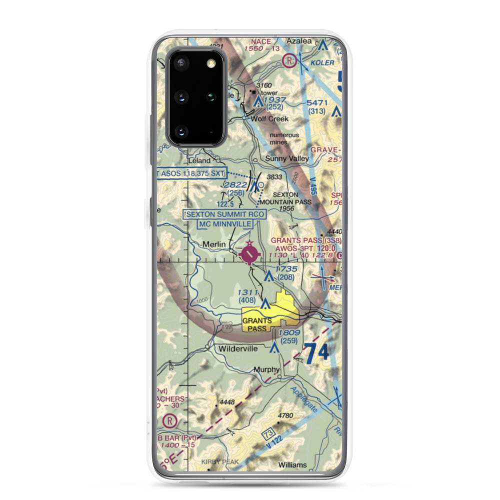 Grants Pass Airport (3S8) VFR Sectional Samsung Case Samsung Galaxy S20 Plus model shown