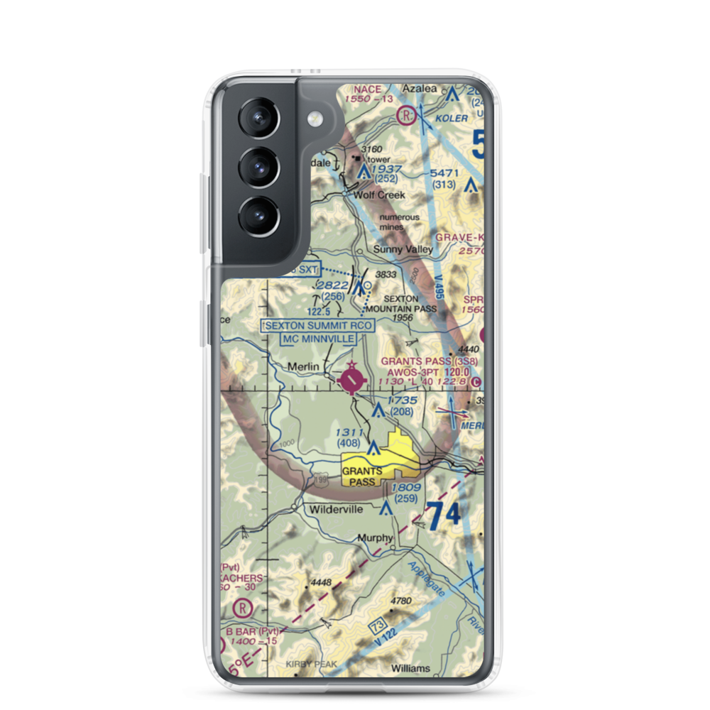 Grants Pass Airport (3S8) VFR Sectional Samsung Case Samsung Galaxy S21 model shown
