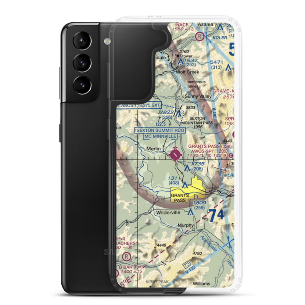 Grants Pass Airport (3S8) VFR Sectional Samsung Case Samsung Galaxy S21 Plus model shown