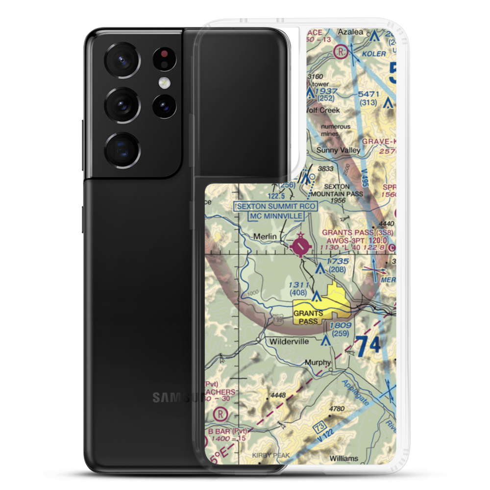 Grants Pass Airport (3S8) VFR Sectional Samsung Case Samsung Galaxy S21 Ultra model shown