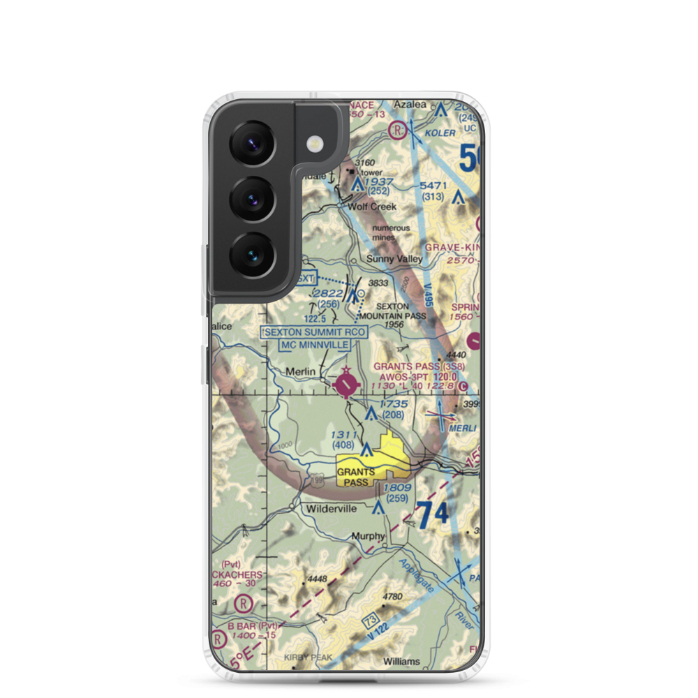Grants Pass Airport (3S8) VFR Sectional Samsung Case Samsung Galaxy S22 model shown