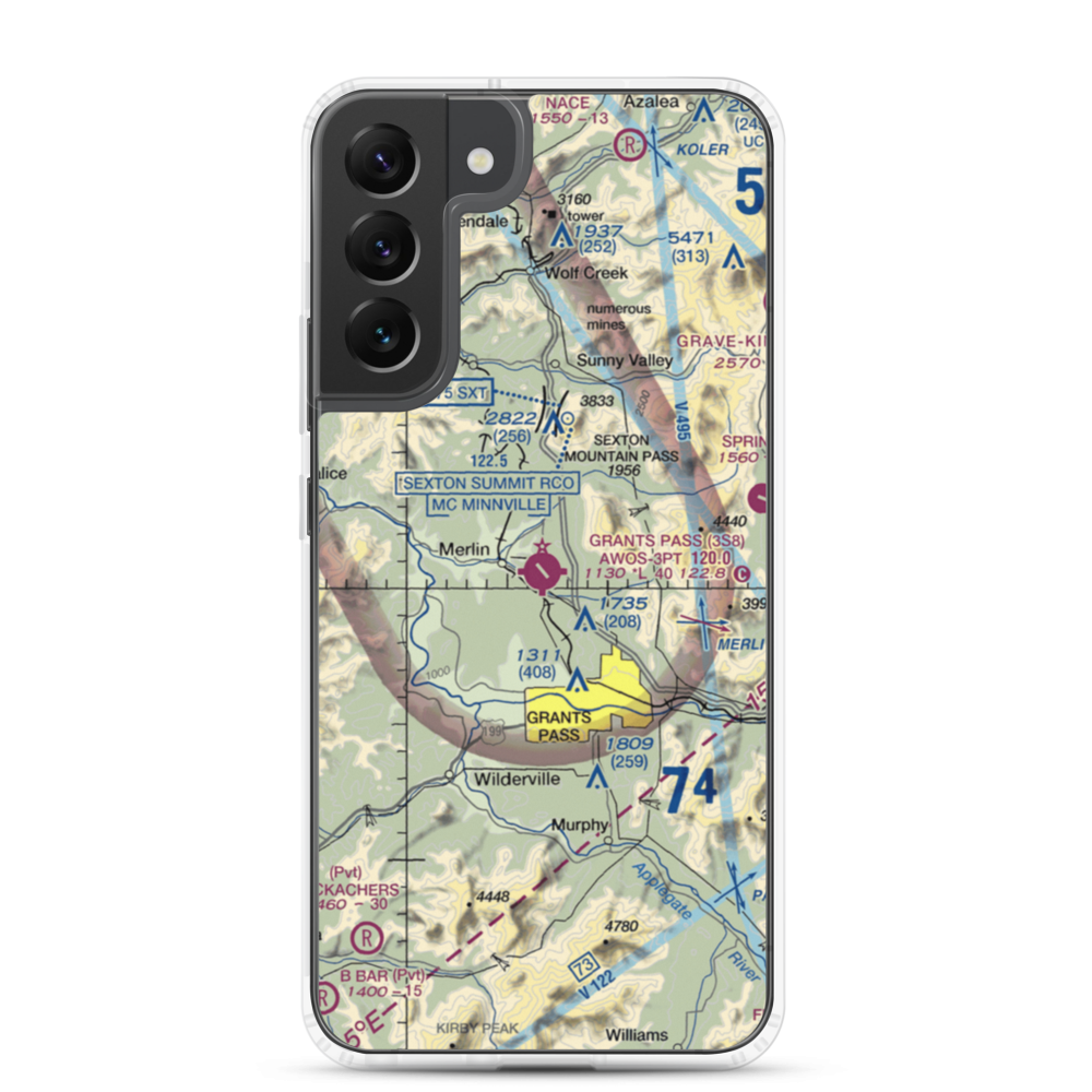 Grants Pass Airport (3S8) VFR Sectional Samsung Case Samsung Galaxy S22 Plus model shown