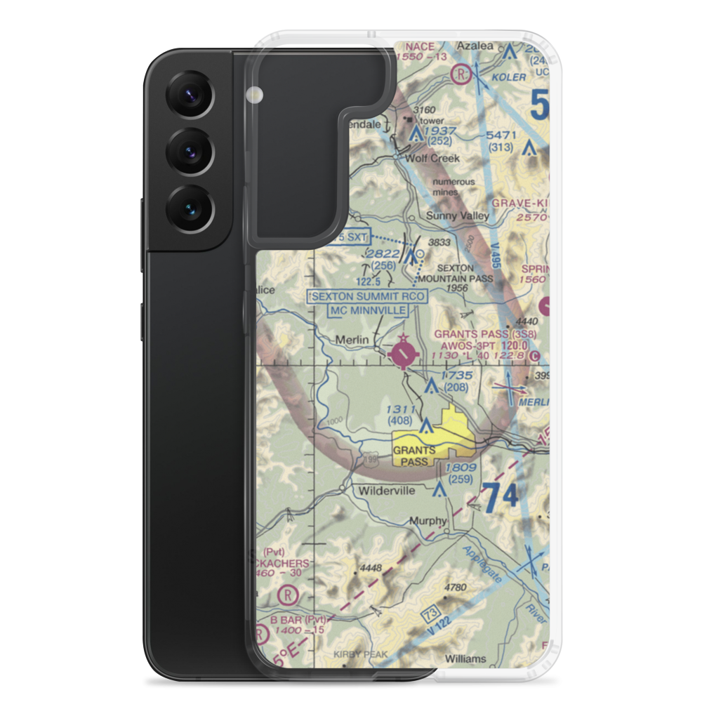 Grants Pass Airport (3S8) VFR Sectional Samsung Case Samsung Galaxy S22 Plus model shown