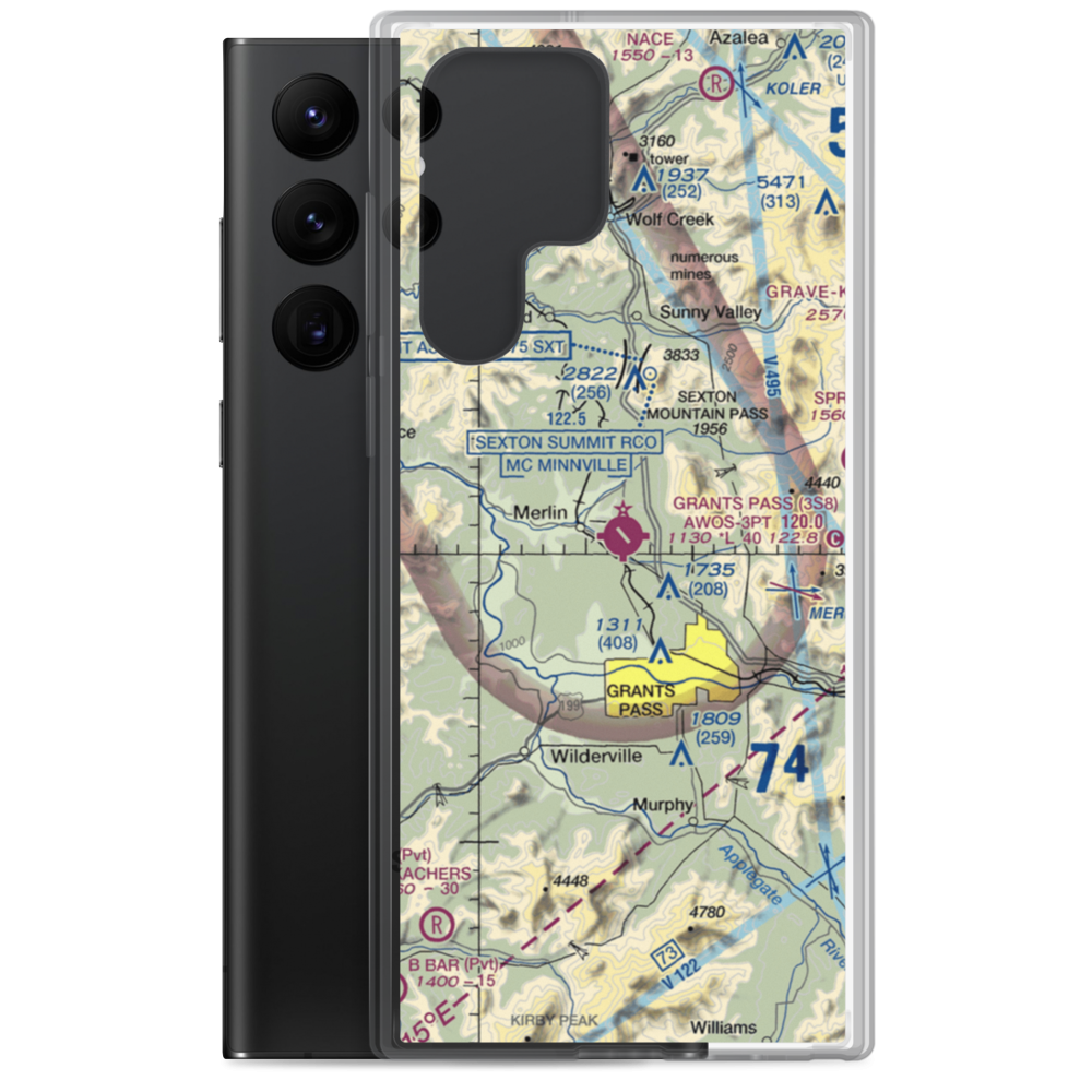Grants Pass Airport (3S8) VFR Sectional Samsung Case Samsung Galaxy S22 Ultra model shown