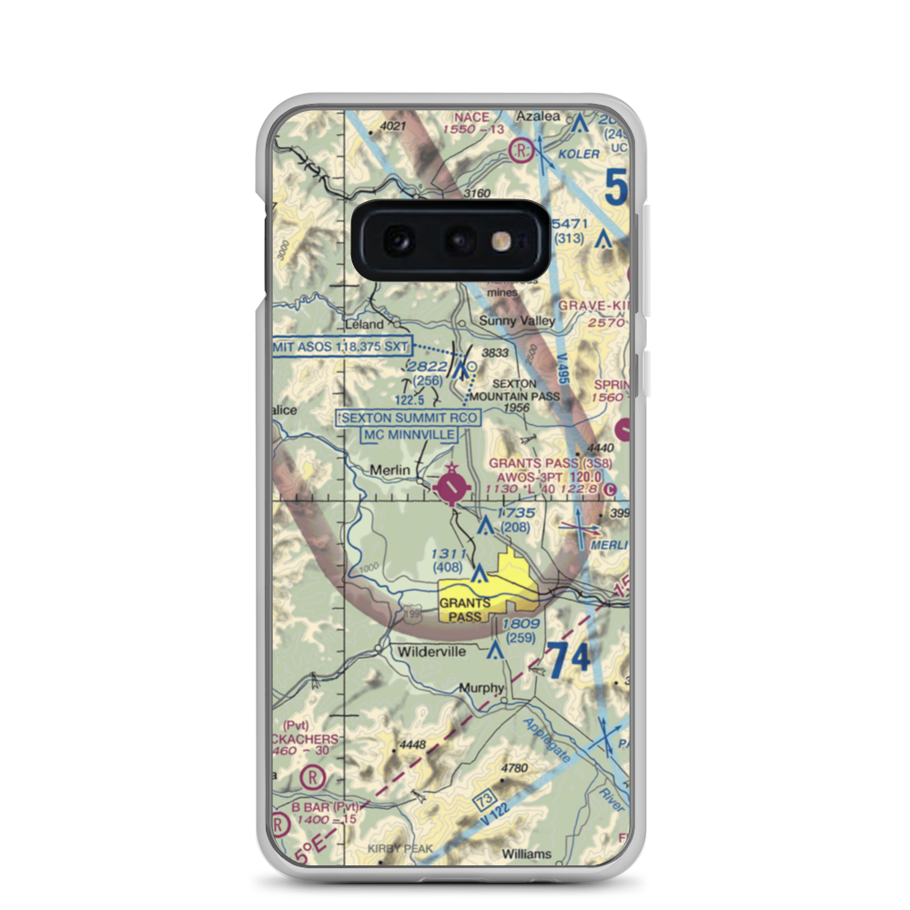 Grants Pass Airport (3S8) VFR Sectional Samsung Case Samsung Galaxy S10e model shown